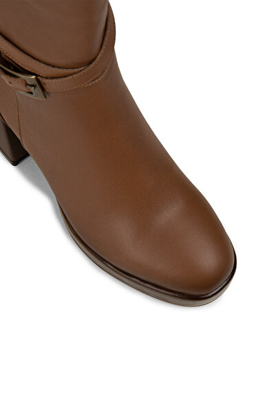 Deery Women's Tan Color Genuine Leather Zippered Boots