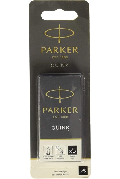 Parker Quink Long Ink Cartridges, Black, Pack of 5