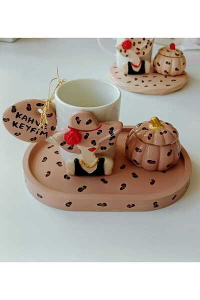 e&e süs dükkanı Leopard Print Coffee Cup Model Gift Presentation Cup Coffee Cup