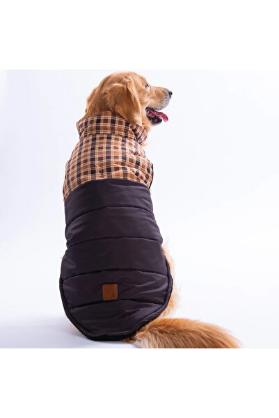 Pawstar Brown Elgin Paws Plaid Pattern Vest Large Breed Dog Vest Dog Outfit Dog Raincoat