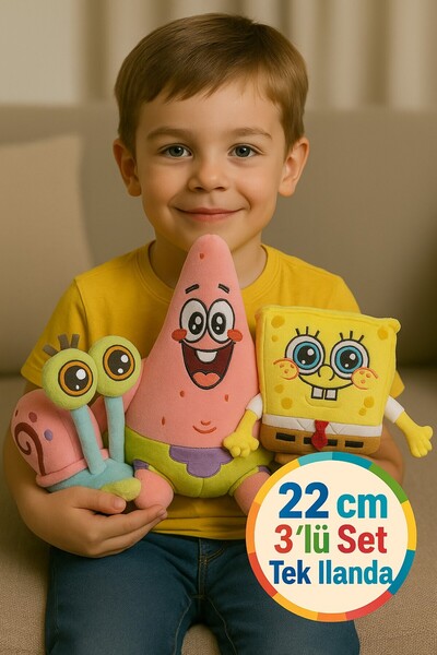 TOYFEST Spongebob Patrick Gary Plush Three-Pack 22 cm Soft Toy Set Children's Gift - Set of 3