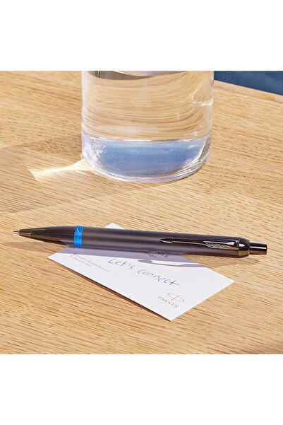 Parker IM Fibernet Rings Ballpoint Pen - Gloss Black with Navy Accents, Medium Tip, Refillable, Gift