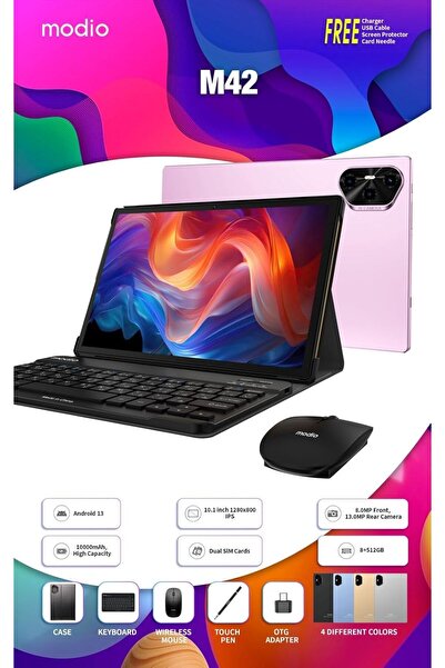 Generic Modio M42 Android Tablet, 10-inch HD, 8GB RAM, 512GB Storage