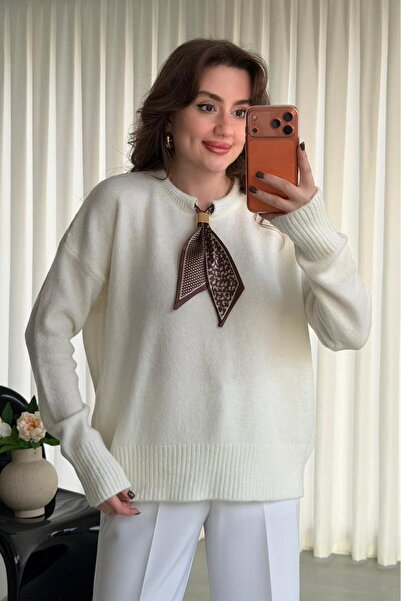 Elfin Soft Women's Knit Sweater with Scarf