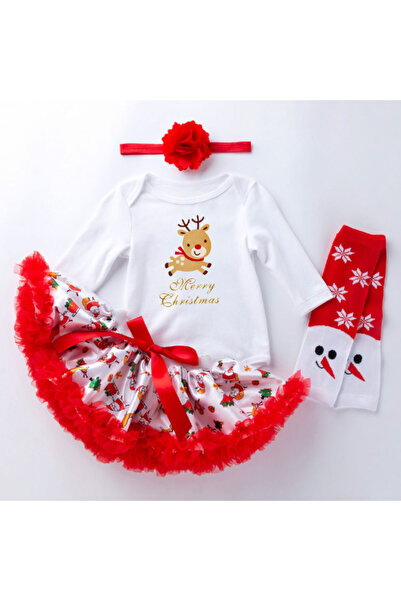 Superbaby Body cu fustă și colanți din satin - Pui de ren