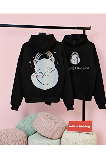 Infire clothing Unisex Oversized Long Sleeve Cat Printed Hoodie