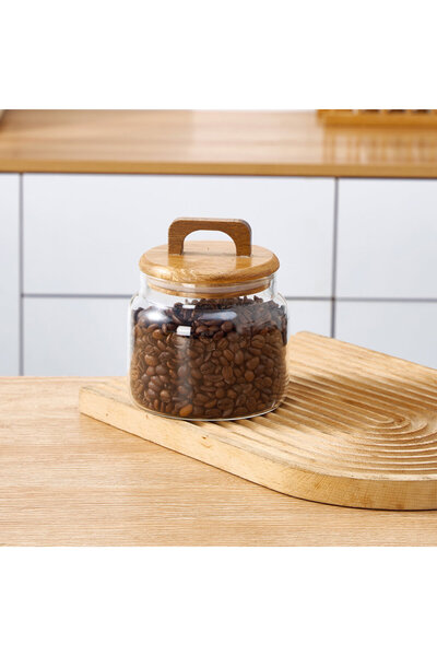 Suo Home Wooden Acacia Lid Vacuum Jar (Large Size) 800 ml