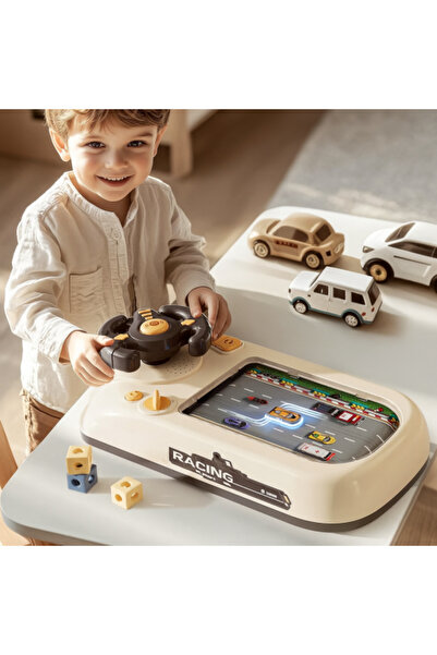 CeBros Interactive toy for children, steering wheel with music and sound effects, driving simulation, Cream