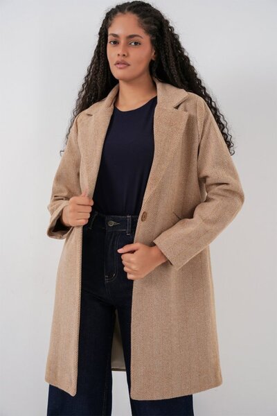 COjans 9085 Herringbone Stamp Coat - Camel