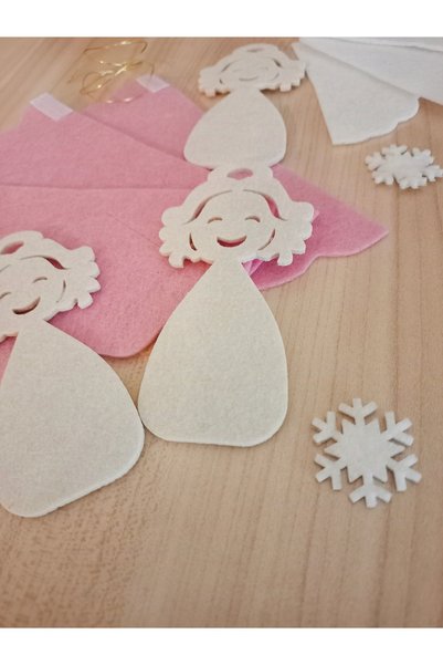 Kabajur Felt Angel in Pink Dress Set of 3 Christmas Ornament - Easy DIY Montessori Activity