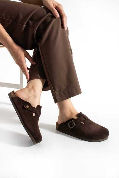 Mycorni Unisex Suede Genuine Leather Anatomical Cork Sole Closed Sabo Slippers