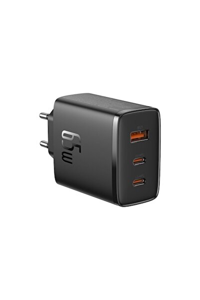 Baseus Cube Pro 65W USB Fast Charger (USB-A + 2×Type-C, Polycarbonate, Black)
