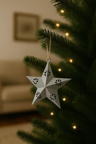 DOAN HOME زينة شجرة عيد الميلاد على شكل نجمة رمادية