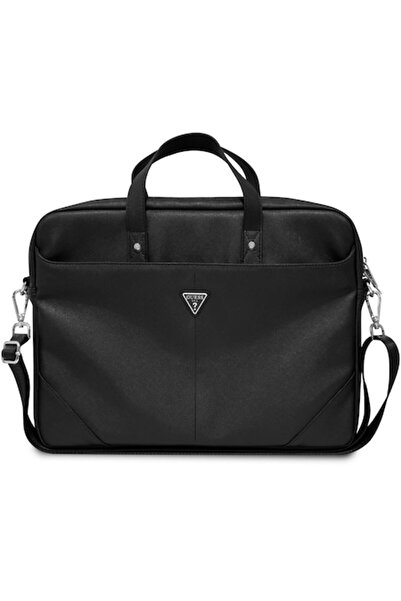 Guess Saffiano Triangle Logo Laptop Bag for 15-16 inch, Black