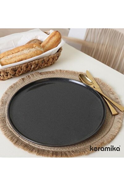 Keramika Nordıc Servis Sunum Tabağı 28cm Tivinkle Simli Siyah 2 Adet Msh