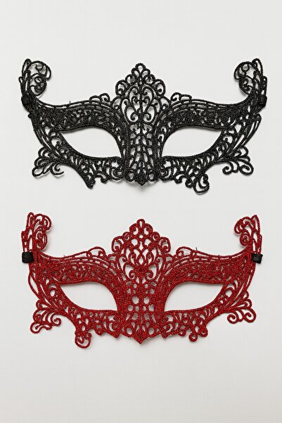 TOYFEST Double Sided Lace Mask Black Red Color Option Model for Stylish Party and Costume Use - 2