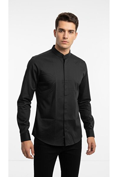 Plus Scorpion Ανδρικό πουκάμισο με γιακά δικαστή εφαρμοστό – Κομψό, μοντέρνο, μακρυμάνικο, απλό μοντέλο