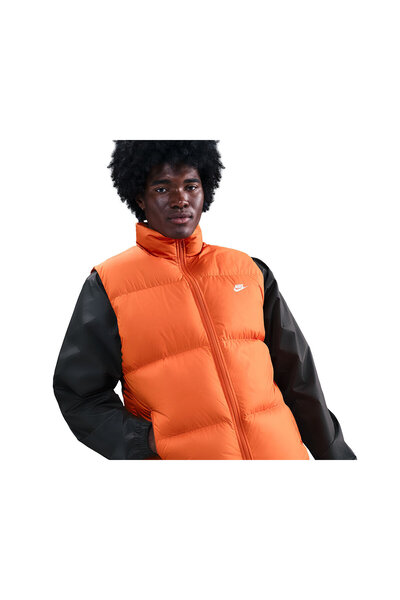 Nike Men's Vest Club Therma-Fit Men's Orange Puffer Men's Vest Jacket Sleeveless Puffer Coat