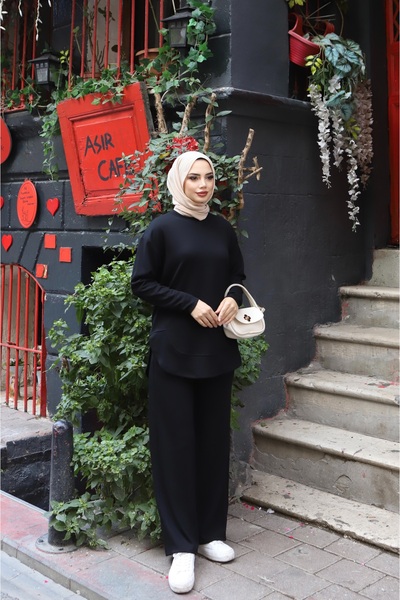NİSUM MODA Oval Cut Modal Pants Suit
