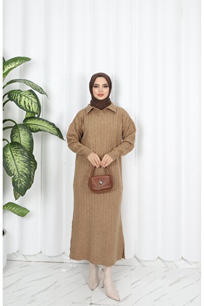 NİSUM MODA فستان تريكو بياقة بولو