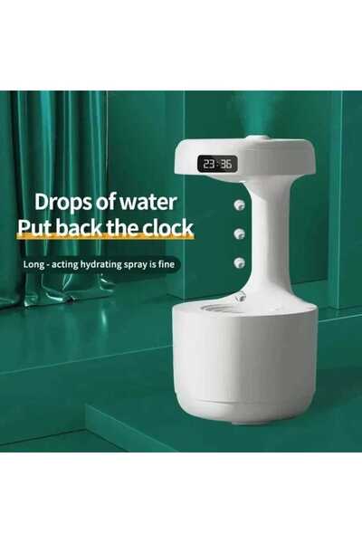 Universal Antigravity Su Damlası Efektli Dijital Saatli Hava Nemlendirici Ses...
