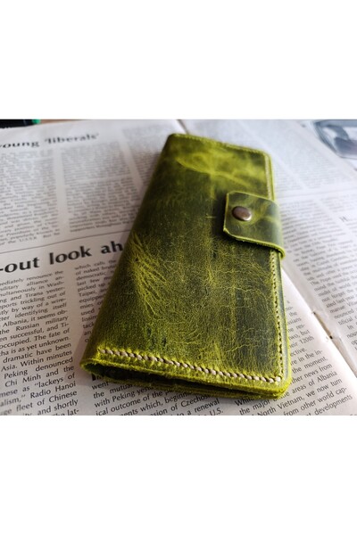 Mahfuz Cutting to Stitching Fully Handcrafted Real Leather Wallet 12 Cards 2 Compartments Space (19.4Cm*8.5Cm) Ll3