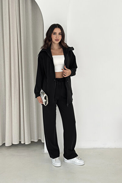 EFFEN Shawl Collar Double Zipper Stopper Modal Suit