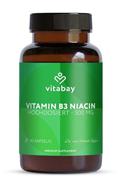 Vitabay فيتامين ب3 نياسين خالٍ من الإسهال 500 ملغ - 90 كبسولة نباتية