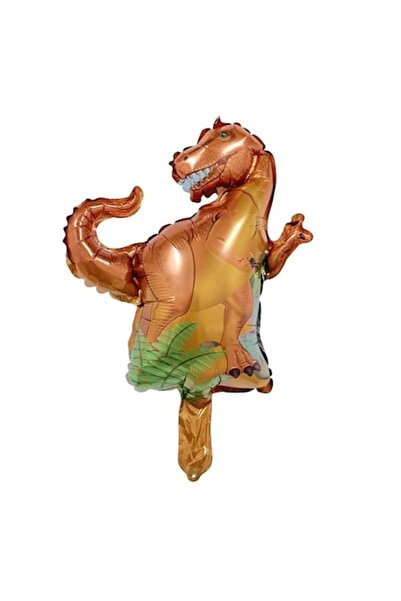 Danex Balon folie metalizată, Mini dinozaur T-Rex, 48x34 cm, multicolor, pai inclus