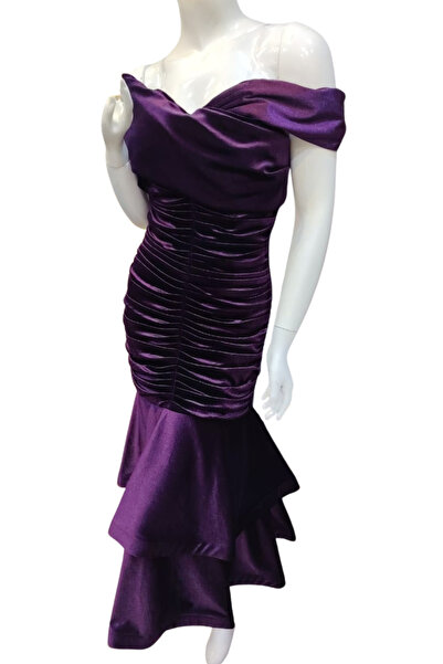 Liva Soft velvet dress, dark purple color
