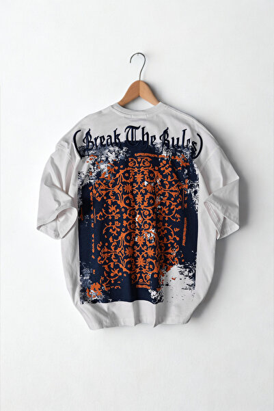 A&O Style Ανδρικό μπλουζάκι Break The Rules με ανάγλυφο λαιμόκοψη με τύπωμα με κέντημα oversized