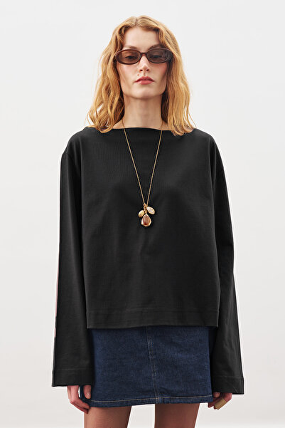 Manuka Boat Neck Long Sleeve T-Shirt Black