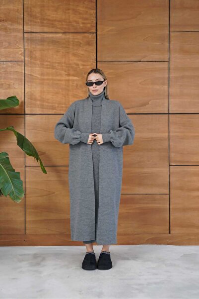 REDMİNA fashion Winter Elegance: Knitwear Dress and Cardigan Set