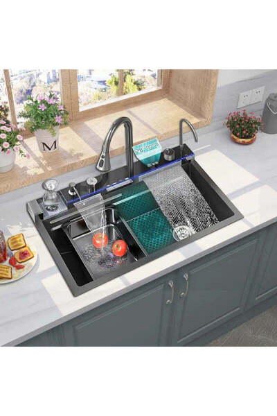 OEM Chiuvetă multifuncțională cu 2 cascade și afișaj digital al temperaturii ...