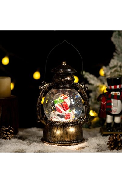 Danex Felinar de Crăciun cu Moș Crăciun pe coș, 3 moduri, muzică, zăpadă în m...