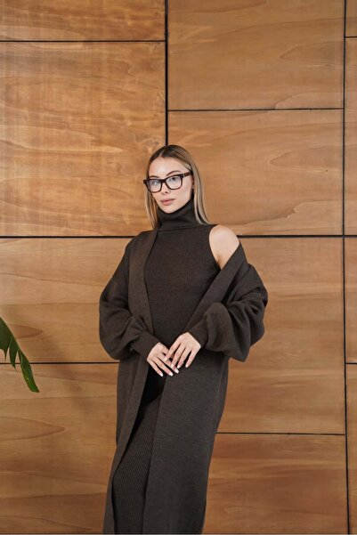 REDMİNA fashion Winter Elegance: Knitwear Dress and Cardigan Set