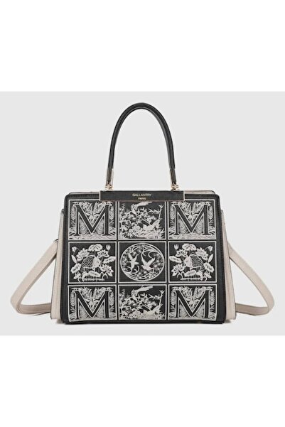 gallantry Paris women's handbag DQ-8698, floral print, black/beige, 30x22x11cm