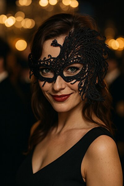 TOYFEST Double-Sided Used Black and Red Glitter Mask Stylish Party Costume Accessory Eye Mask Model -9