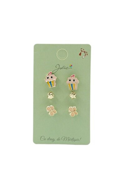 Danex - Set de 3 perechi de cercei (cupcake, stea, fluture)