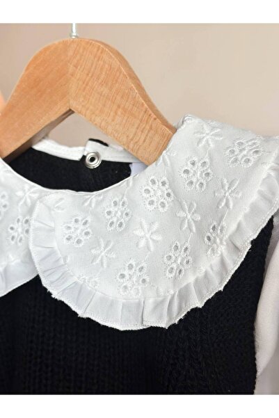 Pinkitokids Embroidered Collar and Shirt Detailed Knitwear and Flared Leggings Set