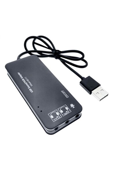 Bibilel 2-in-1 USB 2.0 Sound Card & Hub, 3x USB Ports, 3x 3.5mm Jacks, LED, 45 cm, Black