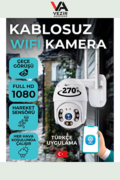 BUFFER®PX Akıllı Hareket Takipli 1080P WiFi Kamera | Gece Görüş, PTZ 270°, IK...