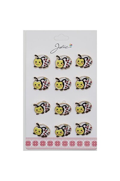 Danex Set de 12 broșe Mărțișor pentru copii - Buburuză galbenă