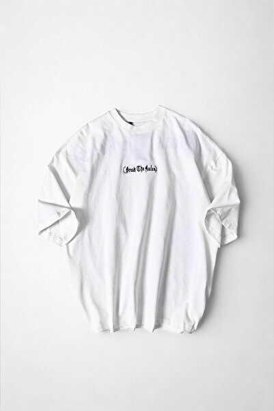 A&O Style Ανδρικό μπλουζάκι Break The Rules με ανάγλυφο λαιμόκοψη με τύπωμα με κέντημα oversized