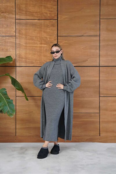 REDMİNA fashion Winter Elegance: Knitwear Dress and Cardigan Set