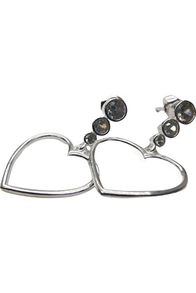 Danex Cercei din argint 925 cu contur de inimă și trei pietre