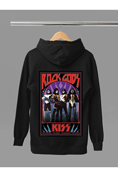 MAGORS سترة روك قطنية مطبوعة بأكمام طويلة مبطن بالصوف مصنوعة من 3 خيوط