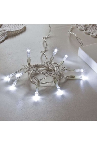 Danex Battery Christmas Lights - Linear, 2 Light Modes, Transparent Wire 1 m, 10 LEDs, Cool White