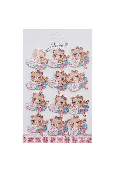 Danex Set of 12 Cat Brooches for Children with the Message I Love Spring