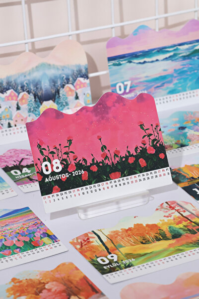 Hume Craft 2026 Pleksi Standlı Dağ Görünümlü Masa Takvimi, Özel Tasarım Masa Takvimi Manzaralar